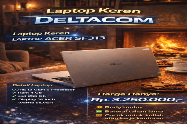 LAPTOP ACER SF313  🧠 Processor Intel Core i3 Gen 6  💾 RAM 4 GB DDR4  ⚡ Storage SSD 256 GB Anti Lemot  🖥️ Display 14 Inc Slim  🎨 Kondisi Mulus dan Berg