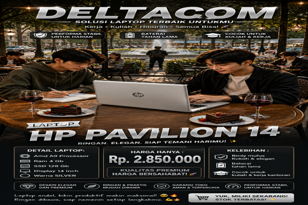 LAPTOP HP PAVILION 14  🧠 Processor Amd A9  💾 RAM 4 GB DDR4  ⚡ Storage SSD 128 GB Anti Lemot  🖥️ Display 14 Inc Slim  🎨 Kondisi Mulus dan Bergaransi, W