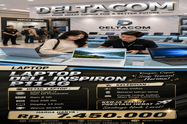 LAPTOP DELL INSPIRON P114G ,   🧠 Processor Intel Core i7 Gen 10  💾 RAM 8 GB DDR4  ⚡ Storage SSD 256 GB Anti Lemot   🖥️ Display 14 Inc Slim  🎨 Kondisi 