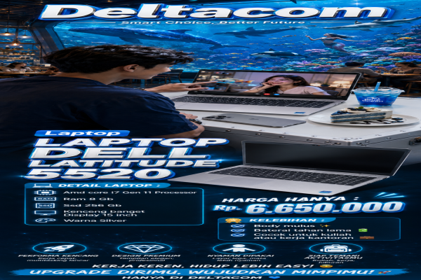 LAPTOP DELL LATITUDE 5520  🧠 Processor Intel Core i7 Gen 11  💾 RAM 8 GB DDR4  ⚡ Storage SSD 256 GB Anti Lemot   🖥️ Display 15 Inc Slim  🎨 Kondisi Mulu